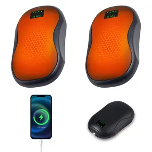 Portable LED Flashlight Hand Warmer 2 Pack, USB-C Rechargeable Power Bank with LED Light, 3 Temperature Settings, Battery Indicator, Pocket Size for Outdoor Camping Hiking Hunting