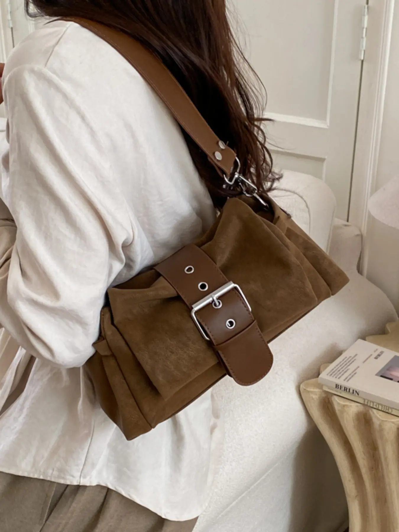 Trendy Underarm Bag for Women, Unique Design Belt Buckle Crossbody Purse, Stylish Handbag for Outdoors, Fashionable Shoulder Bag, Adjustable Crossbody Bag, Casual Trendy Purses