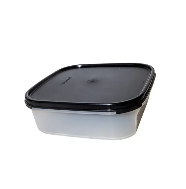 Tupperware Modular Mate Square Food Storage Container - Black Plastic Kitchen Set with Storage Container Lid