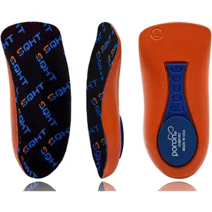 SQHT Heel Cups for Heel Pain, Heel Inserts for Heel Spurs, Plantar Fasciitis, Achilles Tendonitis Shoe Insert, Provide Shock Absorption and Cushioning, 3\/4 Shoe Insoles for Women (Orange, Men's 8-13)