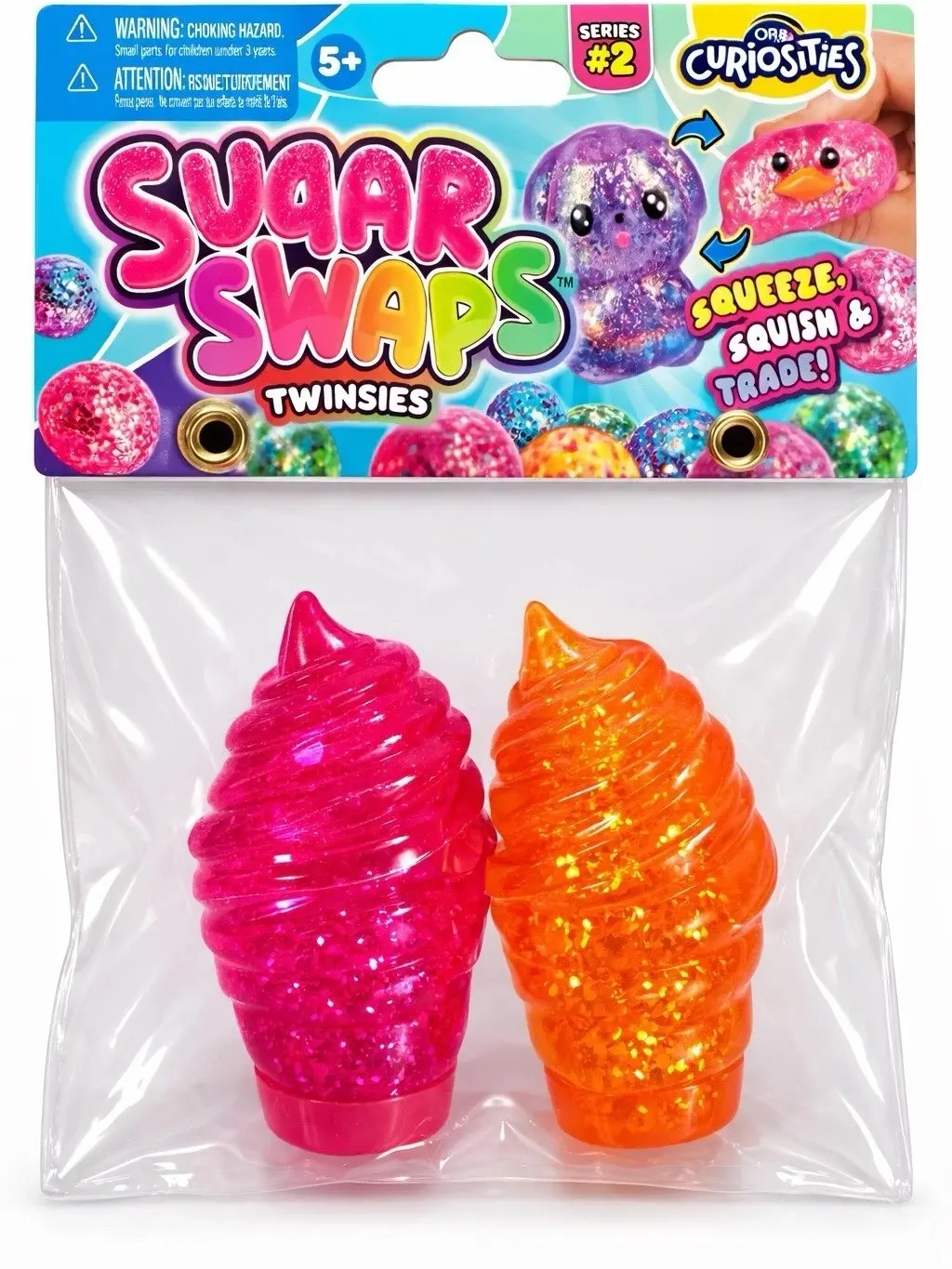 ORB Sugar Swaps Twinsies ICE CREAM Series 2 Curiosities Squishy Toy 2Pk Glitter