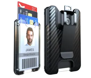 Badge Holder/Card Holder/Portable Wallet with Metal Clip - Durable Polycarbonate ID/Credit Card Holder (Holds 1to 4 Cards) for Office, Laborer, Police, Work