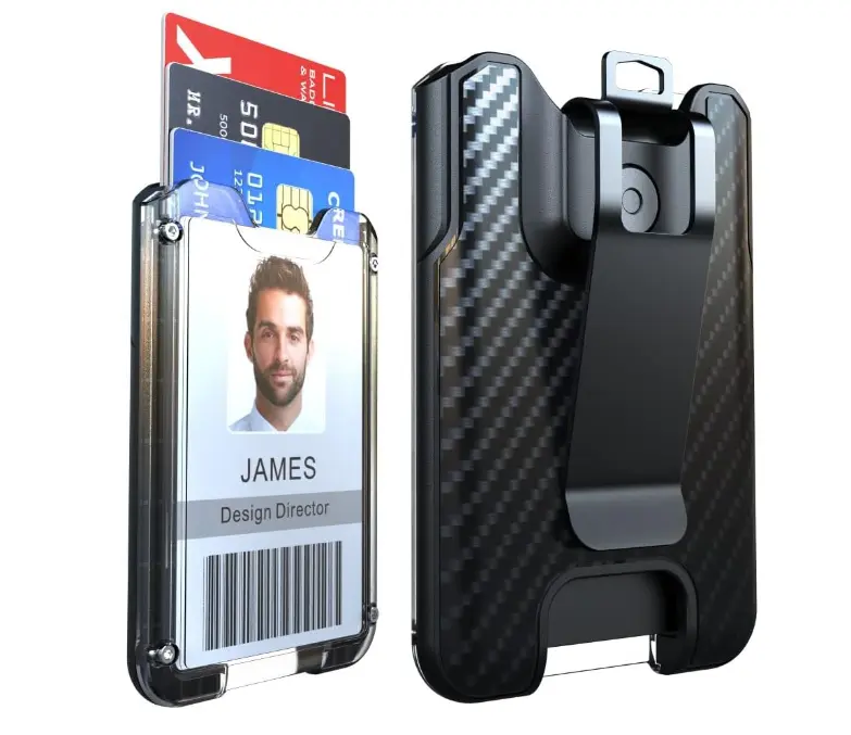 Badge Holder/Card Holder/Portable Wallet with Metal Clip - Durable Polycarbonate ID/Credit Card Holder (Holds 1to 4 Cards) for Office, Laborer, Police, Work