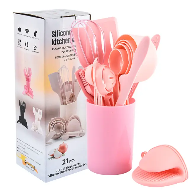 Summer Turn-UpSilicone kitchen cooking utensil set, chef's 31 heat-resistant kitchen utensils, spatula, spoon, mixer, dishwasher safety kitchen utensil small tool set