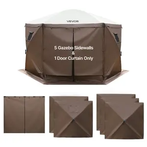 VEVOR Canopy Sidewalls, 5.67x 4.85 ft, Canopy Tent Walls with Waterproof and Sunlight Protection, 1 Zippered Door 2 Windows Design for Outdoor Event Tents, Vendor Booths (6 Sidewalls Only, Brown)