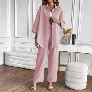 Spring and Autumn Plus Size Women's Loose Solid Color Early Mid-Length Two-Piece Set in Apricot, Blue, Black Trendy Fall Knit Skirt Sweater pocket jumpsuit crop off shoulder Striped Crew Neck Sweatshirt round slim fit 2 piece lounge outfit two loungewear