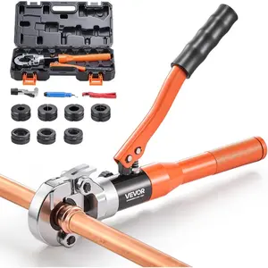 VEVOR Copper Pipe Crimping Tool, Hydraulic Driven Pro Press Tool with 1/2, 3/4, 1 Jaws, Copper Tube Fittings Crimper for Narrow Spaces, Straight Bend Fittings - with Carrying CaseVEVOR Super Brand Day