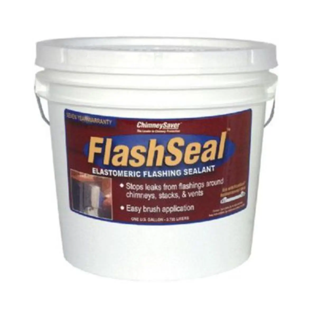 Saver Systems 300050 1 gal Flexible FlashSeal Flashing Sealant, White - Waterproof Seal Sealer for Brick, Chimney, Stops Leaks, Adheres to Aluminum Flashing