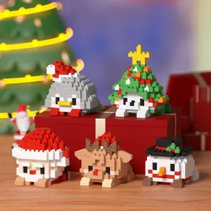 Christmas Building Blocks Set - Santa, Reindeer, Snowman, Penguin, Christmas Tree Mini Figurines - Creative DIY Holiday Decor & Gift for Kids & Adults