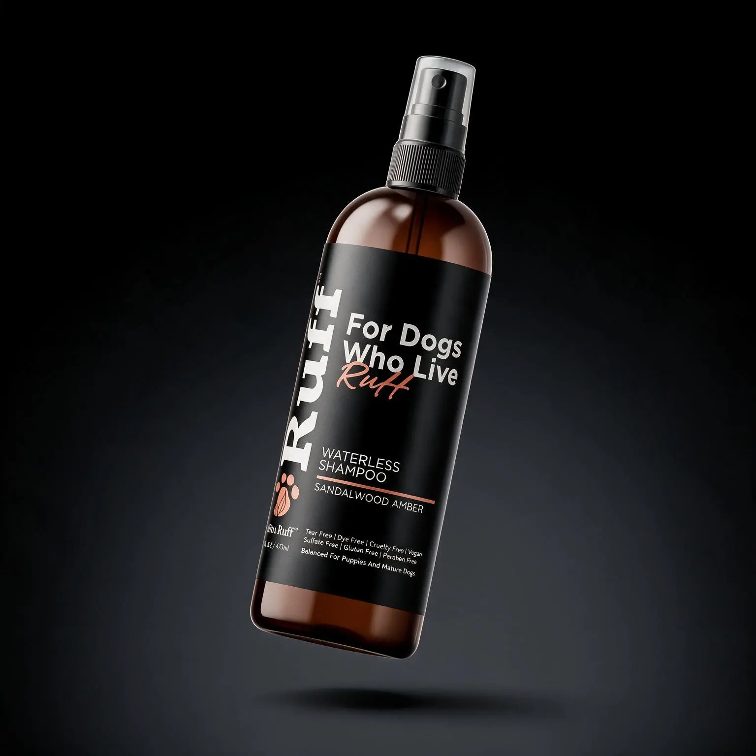 Lillian Ruff Waterless Shampoo for Dogs - Sandalwood Amber, Made in USA (16 oz)​