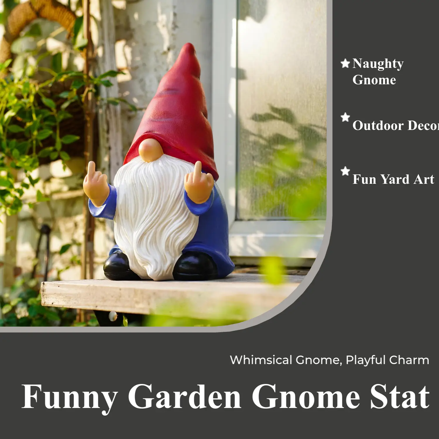 Naughty Funny Garden Gnome Statue Outdoor Decoration for Home Lawn Ornament Unique Yard Art Fun Garden Accessories