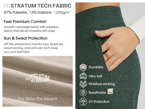 ODODOS Women's Extra Wide Leg Pants - Ultra Soft odSTRATUM Tech Casual Relaxed Lounge Pants with Pockets - 29" Inseam