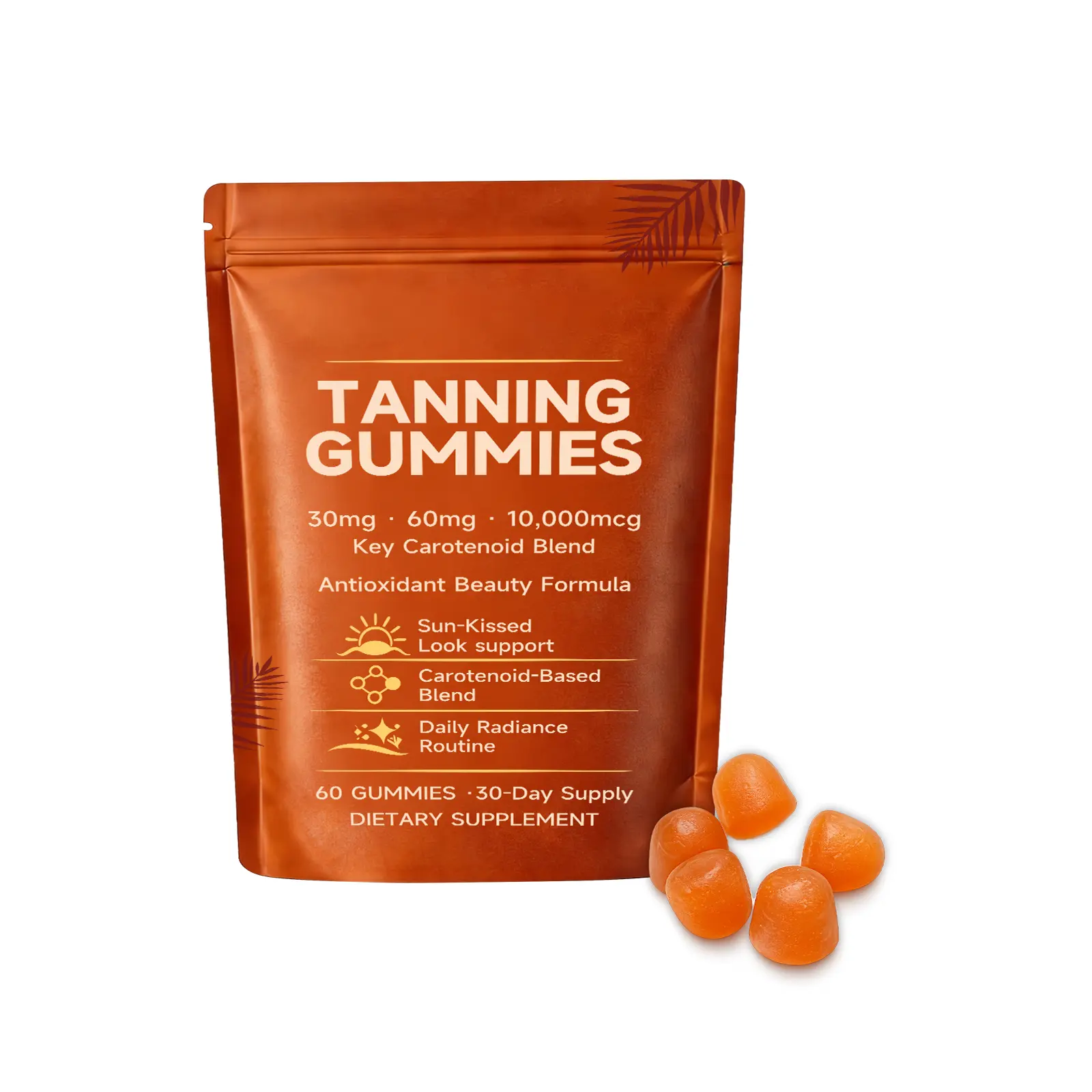 Women's Self-Tanning Gummies, Long-Lasting Color Lock, Radiant Natural Beauty,VC+VE Double Antioxidant, Strengthens SkinAntioxidant Barrier, 60pcs, Daily Self-Tanning Body Supplement, Self-Tanning Body Self-Tanners