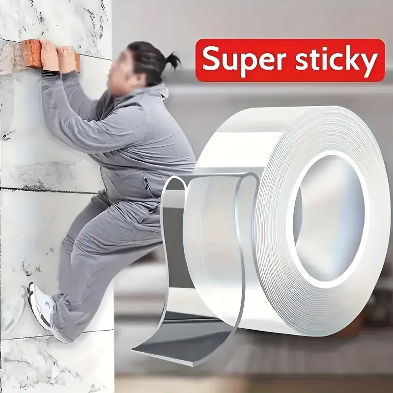 Super Sticky, Reusable Heavy-Duty Waterproof Double-Sided Nano Tape | Multi-Purpose Adhesive - Ideal For Christmas Decorating & Crafting, Strong Grip For All Surfaces, Essential
