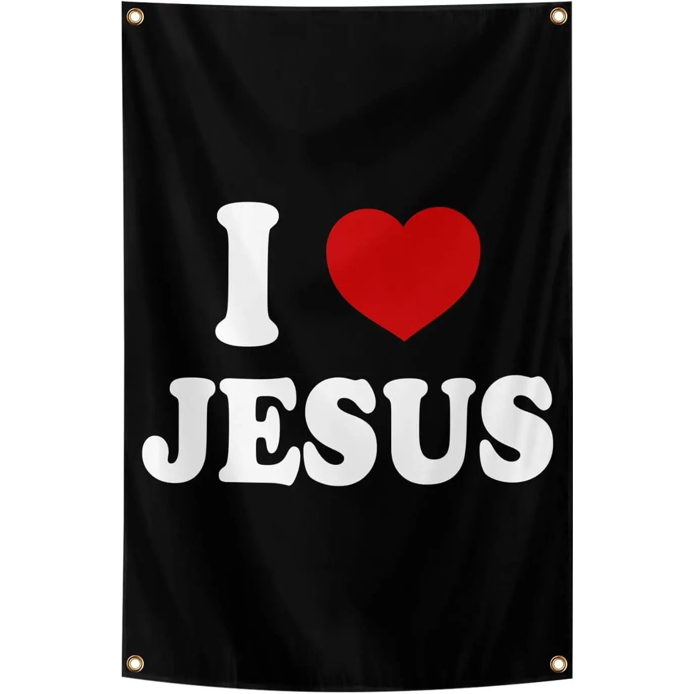 Christian "I Love Jesus" Polyester Fabric Wall Tapestry, Hanging Room Decor for Bedroom Man Cave, Ideal Christian Gift, Room Decoration