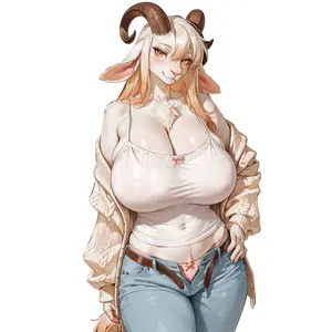 Cute Goat Girl Anime Sticker, Laptop Water Bottle Decal, Soft Fantasy Character Art, Cozy Outfit Vinyl Sticker For Phone Case