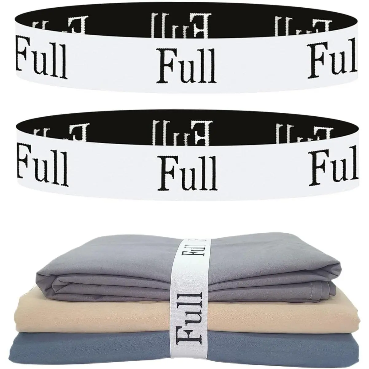 2 count Bed Sheet Organizer Bands, Sheet Organizers and Storage Label Bands, Sheet Label for Bedding, Sheets Organizer for Closet,Sheet Keepers Linen Labels Bedding Bands (2Pcs Full)