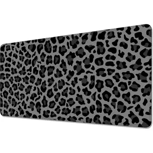 Gray and Black Leopard Desk Mat,Large Gaming Mouse Pad,Non-Slip Rubber Base Mousepad with Stitched Edges,Waterproof Mouse Mat Desk Pad for Work, Game, Office 24x14in