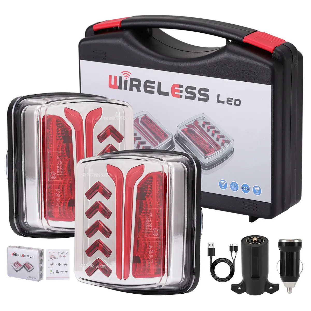 Wireless Trailer Lights Magnetic Led Kit -2026 New WirelessTail Lights for Trailer Tow Boat ,Waterproof Tailing Lights with Powerful Suction Base for Truck Trailer Boat Camper RV Father'sDayGifts