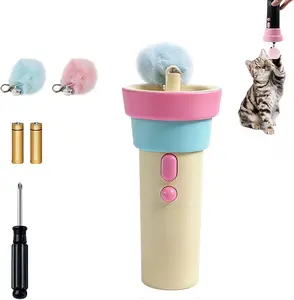 Electric Cat Wand Toy for Indoor Cats - Interactive Automatic Retractable Cat Teaser with Plush Ball, Durable String Launcher for Kittens and Adult Cats, Enrichment Exercise Feline Toys (Pink)