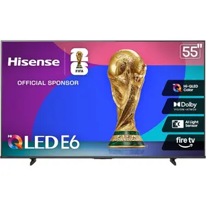 Hisense 55" E6 Cinema Series Hi-QLED 4K UHD Smart Fire TV (55E6QF Model) - AI Light Sensor, Dolby Vision · Atmos, Voice Remote with Alexa, Motion Rate 120, HDR 10+ Adaptive, Game Mode Plus