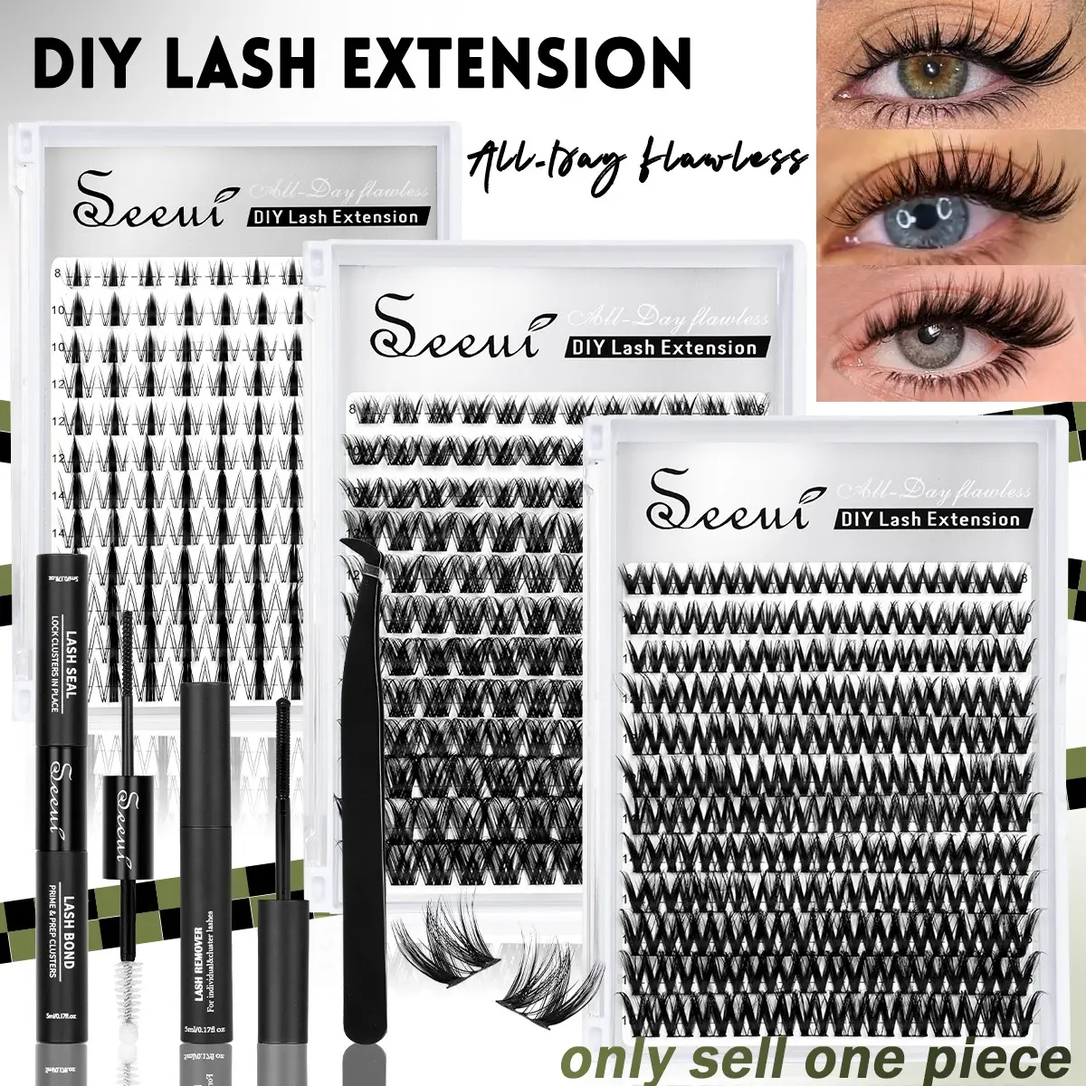 Lash Clusters Kit 120PCS/144PCS, Manga/Flora/Velure D Curl Eyelash Clusters Lash Extension Kit with Bond&Seal Remover Tweezers for DIY Lash Extensions,Natural Lash Clusters Set,DIY Eyelashes Kit,Perfect for Daily, Party, Tiktok, DIY Makeup Cosmetic
