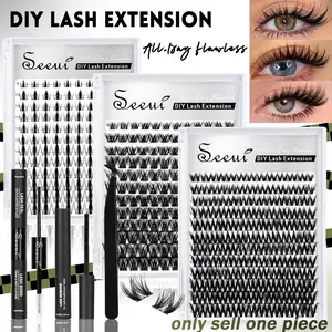 Lash Clusters Kit 120PCS/144PCS, Manga/Flora/Velure D Curl Eyelash Clusters Lash Extension Kit with Bond&Seal Remover Tweezers for DIY Lash Extensions,Natural Lash Clusters Set,Perfect for Daily, Party, Tiktok