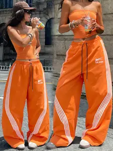 Fashion Women's Loose Sports Pants, Unisex Mid-Waist Star Logo Sweatpants, Comfortable for Gym Running Casual Outdoors, Athleisure Pants