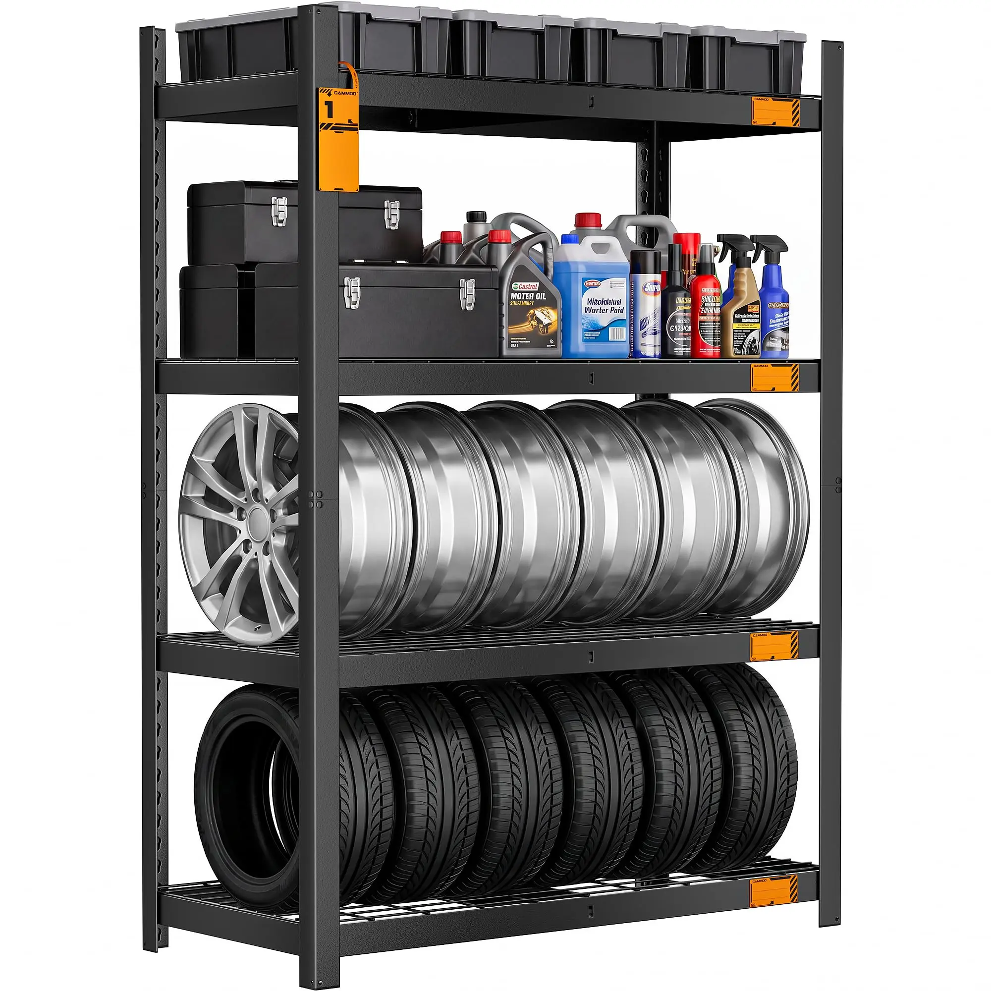 【Summer Sale】CAMMOO 40''W Storage Shelves, 3200LBS Metal Garage Shelving Unit with Magnetic Lable, Upgraded Structure, Solid Steel, Heavy Duty Adjustable 4 Tier Wire Shelf for Basement, Kitchen, 40"W x 20"D x 60"H campingessentials