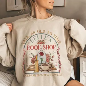 Vintage Tale As Old As Time Sweatshirt, Beauty n The Beast Shirt, Beauty Belle Shirt, princess reads book