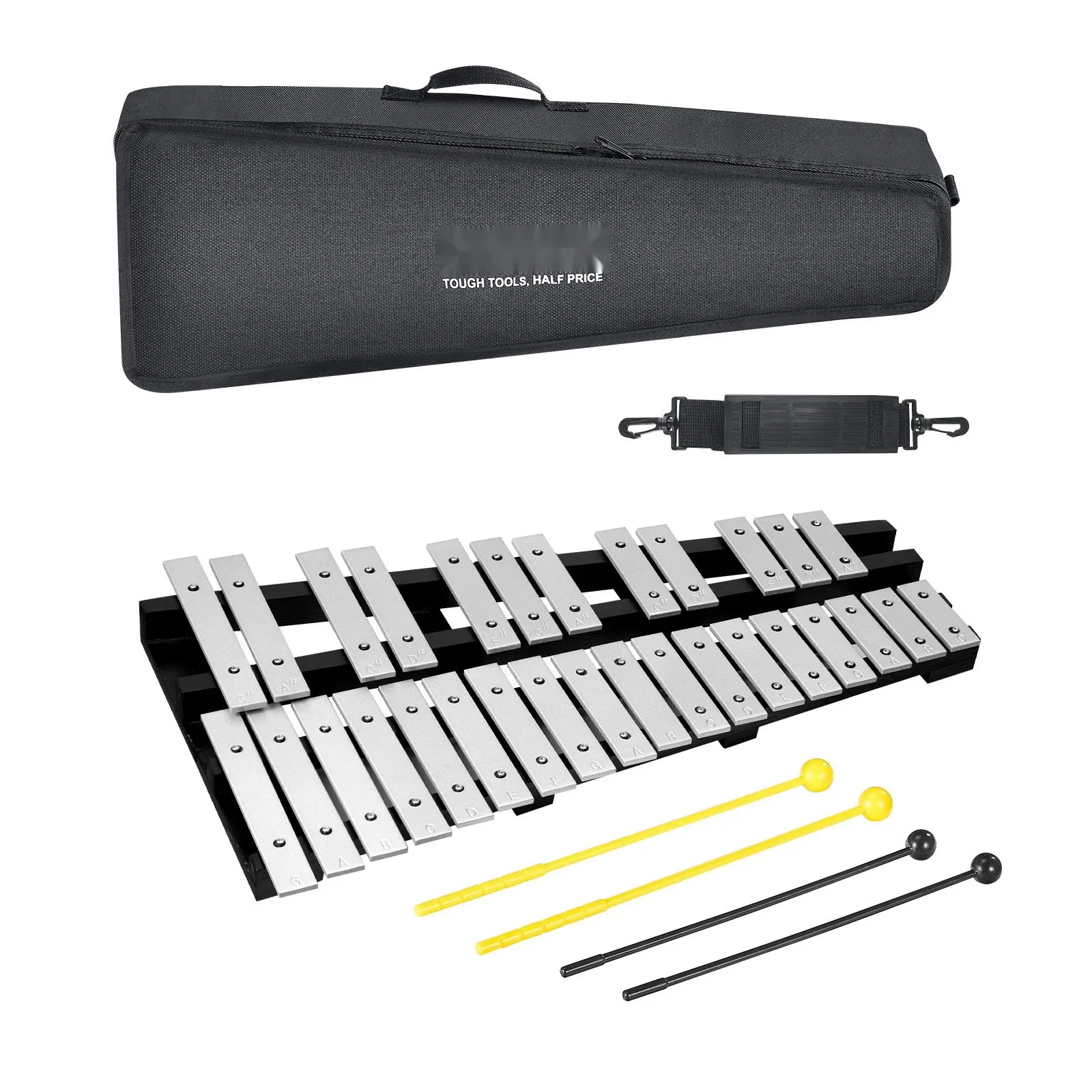30-Note Glockenspiel Xylophone Kit With Bells, Percussion Instrument Set Including Mallets, Drum Sticks & Carrying Bag, Professional Glockenspiel Xylophone Percussion Instrument For Students & Adults, Educational Music Set