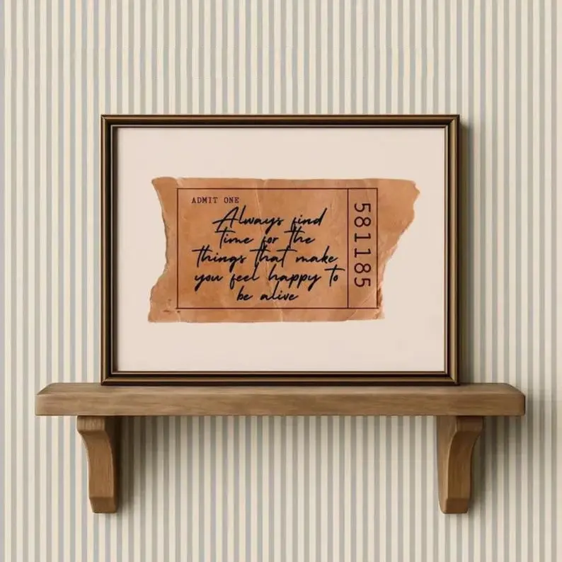 Unframed Borderless "Always Find Time" Quote Paper Poster, Artistic Graphic Print, Multi-Size Home Wall Decoration, Stylish Feminine Room Decor