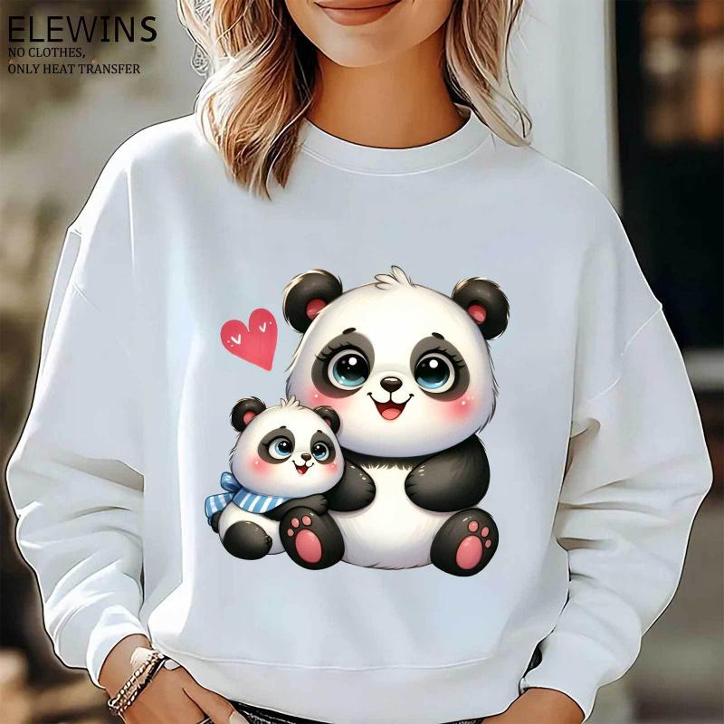 6 Sheets  Panda & Panda Mom DTF Iron On Transfers - Washable Plastic Vinyl Heat Press Sheets Suitable for T-Shirts, Hoodies, Jeans, Backpacks, Pillows - Machine Washable DIY Fabric Transfers for Men & Women