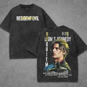 Washed Tee, Resident Evil 9 Requiem Leon Kennedy RPD Graphic, Vintage  Acid Wash Apparel, Surival Horror Game Merch, Raccoon City Pullover