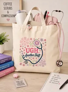 UGH Another Shift tote bag | Floral stethoscope nurse tote