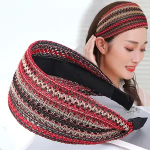 BIGWIG Wide Headband,Breathable Mesh Hairband for Concealing Gray Hair | Wide Fabric Headband with Teeth | Hair Accessory | Bohemian-Style Wide Headband | Vintage & Minimalist Design | Face-Washing Headband