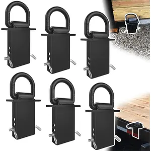 Stake Pocket D Rings 6 count 18000lbs Heavy Duty Removable D-Ring Stake Pocket Tie Down for Utility  and Flatbeds with Hitch Pin, Removable Tie Down Utility for Flatbed Cargo , Black