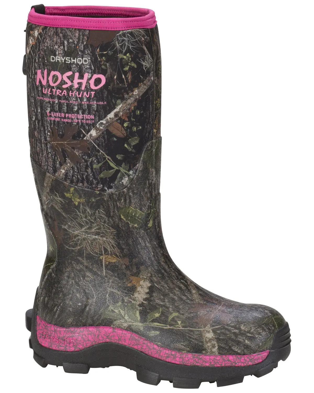 Dryshod Women's Women'S Nosho Ultra Hunting Boot Round Toe - Mbm-Wh-Pn