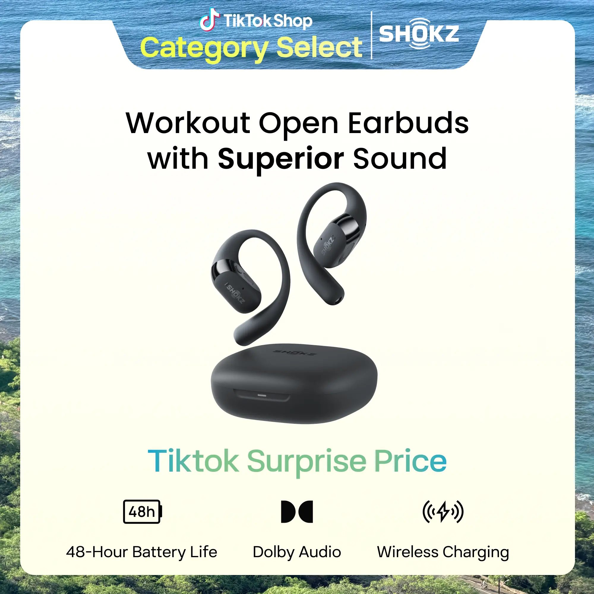 SHOKZ New OpenFit 2+ Open-Ear Headphones, Dolby Audio Enabled, Comfortable Earbuds with Soft Ear Hooks, 48H Playtime, IP55 Water-Resistant, USB-C Fast Charging, Wireless Charging