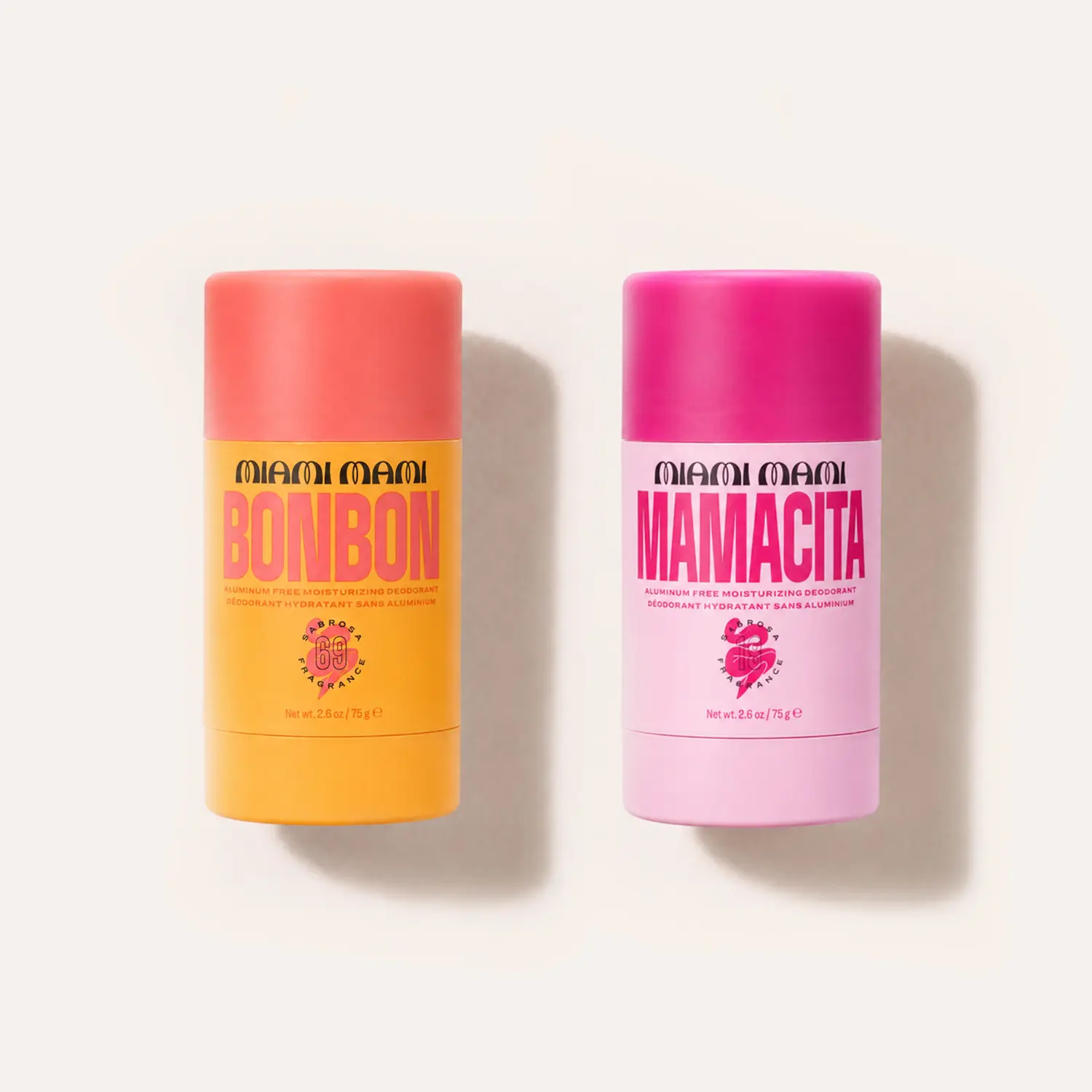 Women's Fruity Floral Gourmand Deodorant Stick Set - Mamacita & Bonbon 2 Scents -Tropical Beach, Cozy Sweet - 2.6oz/75g×2 - Pitahaya, Litchi, Jasmine, Pistachio, Caramel&Vanilla - Vacation Mood - Great Value