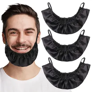 3 Pack Beard Bandana - Men Beard Bib Black Beard Covers Men's Facial Hair Apron Guard - Soft, Comfortable and Silky Satin Ear Beard Cap Bib