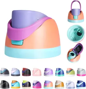 Replacement Lid for Owala Freesip, Compatible with Owala Cup 16oz 24oz 32oz 40oz, One Button Water Bottle Top Lid for Owala Freesip, Leakproof, BPA-Free, Orange-Purple