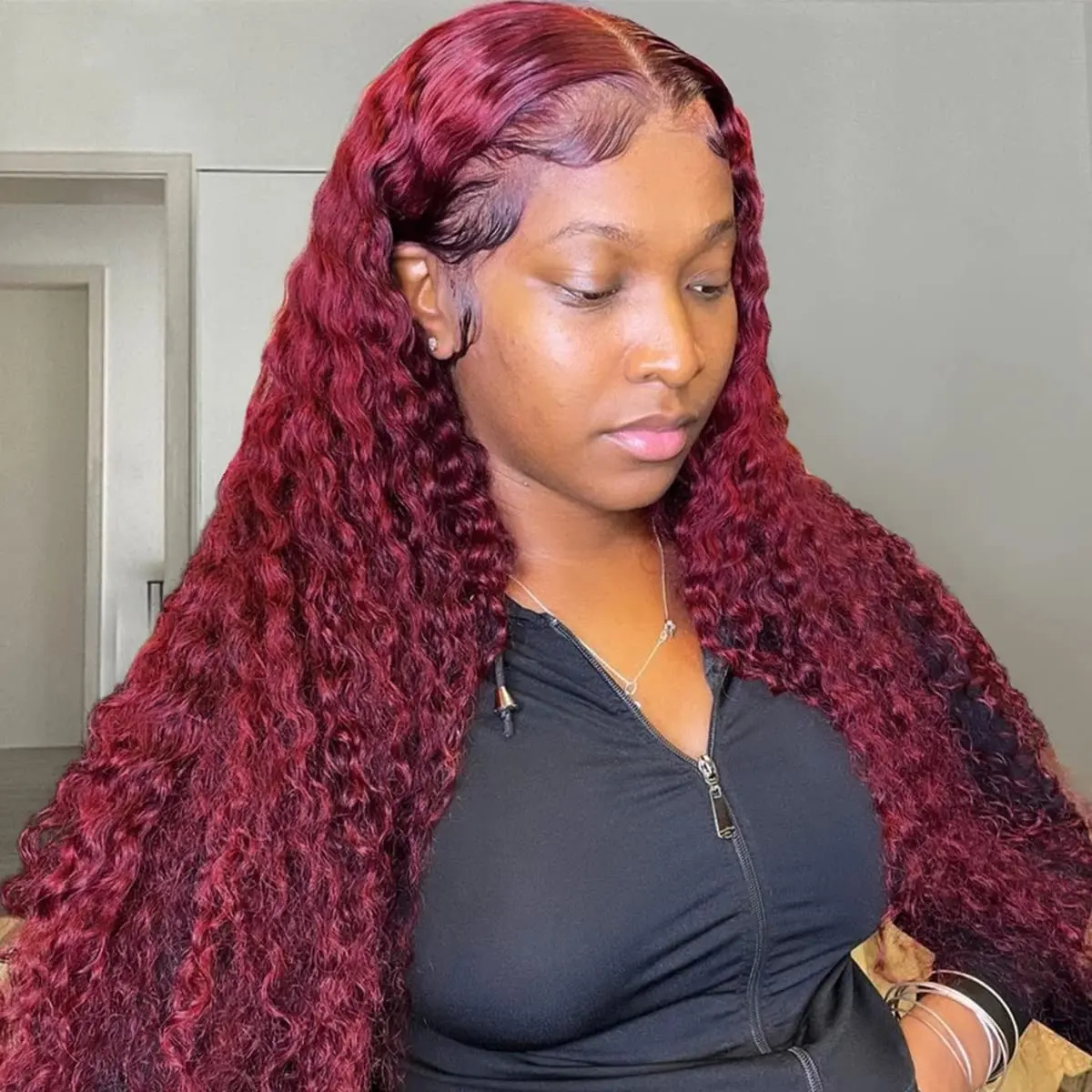 Bling Hair 99J Burgundy Wig 13x6 Lace Wig Deep Wave 13x6 13x4 Hd Transparent Lace Front Human Hair Wigs Kinky Curly Wigs For Women Pre Plucked Red Curly Hair #DealsForYouDays