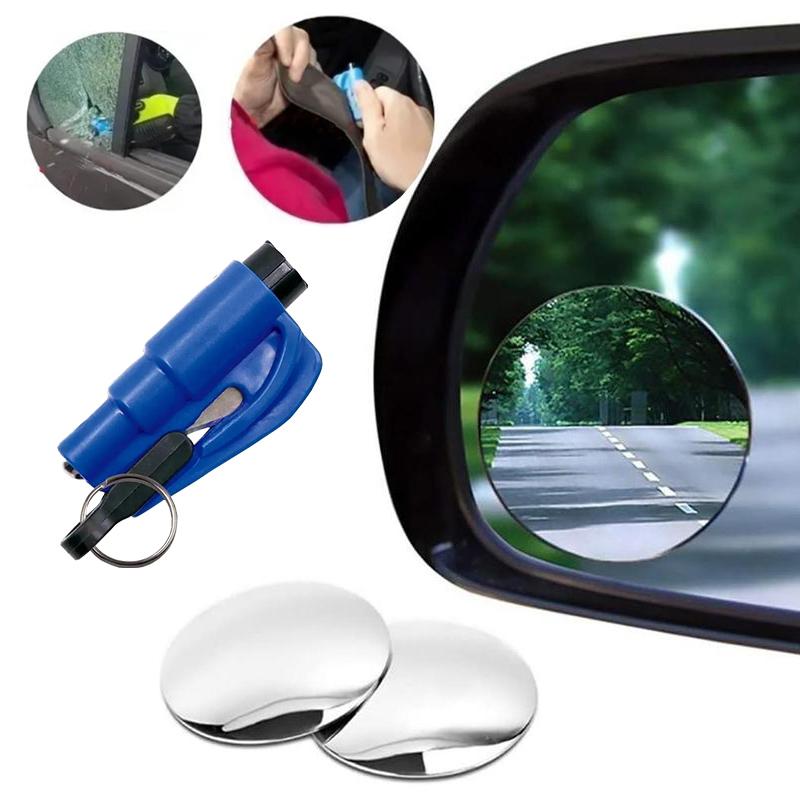 Blind Spot Car Mirror 2 Pack-2 Inch Round Rear View Convex Mirrors for Cars/SUVs/Motorcycles/Trucks/Trailers/Snowmobi les/Bicycles/RVs/Boats/Golf Carts with Rust Resistant Frame-HD Real Glass