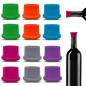 12 Pcs Silicone Colorful Wine Stoppers, Reusable Silicone Wine Corks,Champagne Stoppers,Beverages Beer Bottle Caps,Wine Bottle Stoppers for Glass Bottles, Keep Wine Fresh