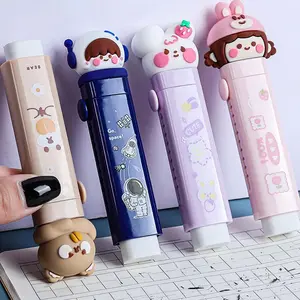 Cute Cartoon Pattern Eraser, 1 Count Portable Push Pull Eraser with Replacement Core, Writing & Correction Tool for Home School Office