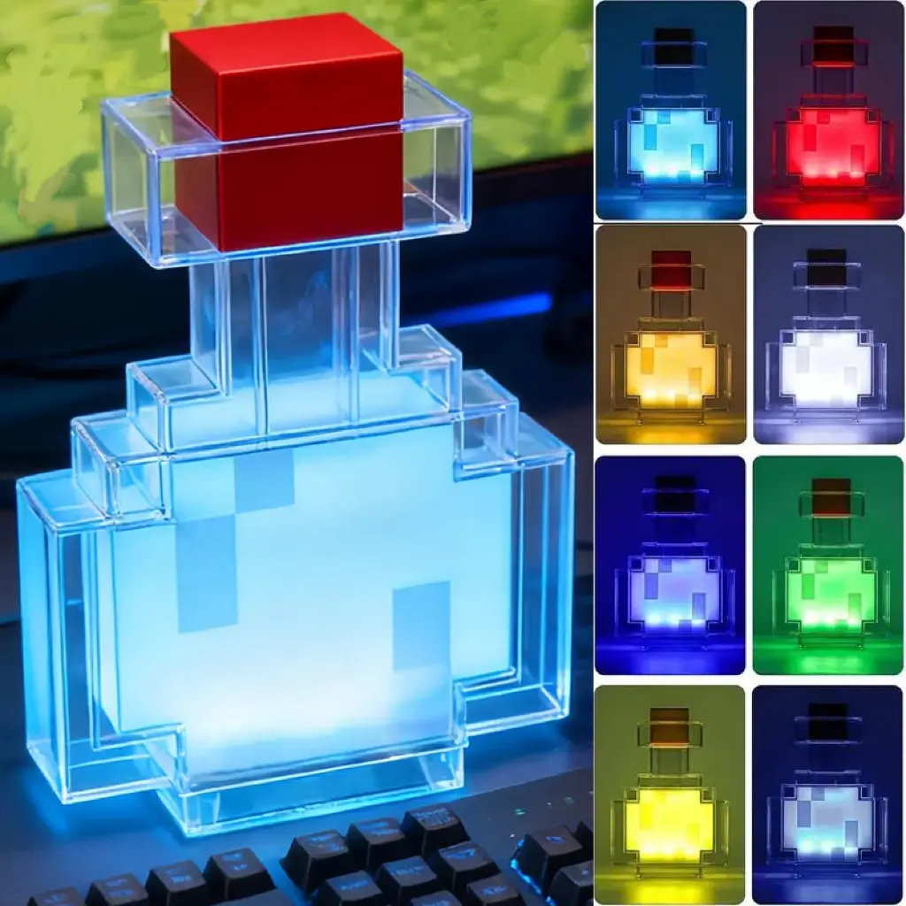 Potion Bottle LED Color Changing Lamp, 8 Color RGB Night Light for Bedroom, Gaming Desk, Living Room & Playroom Decor, Ambient Mood Light, Home Decoration,Fun Festive Party Gift for Kids, Teens & Adults,Halloween and Christmas gifts