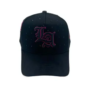 Hat LA Black Purple Crystals La Office Hats