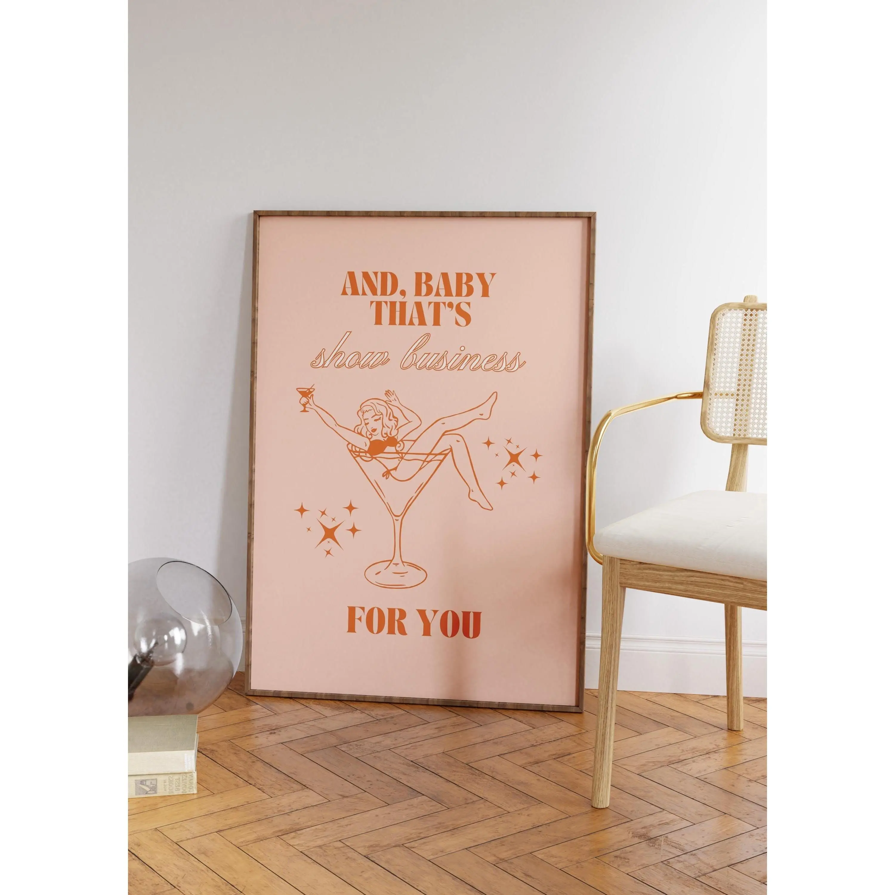 [SALE UP TO 40%] [Unframed] Showgirl Poster: Retro Orange Fashion Print