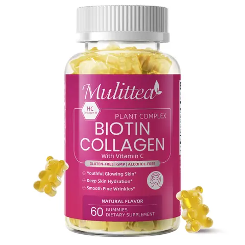 Mulittea Collagen Gummies - Collagen Gummy Antioxidant with Biotin, Zinc, Vitamins C & E - For Hair, Skin and Nails , 2000mg, 60pcs
